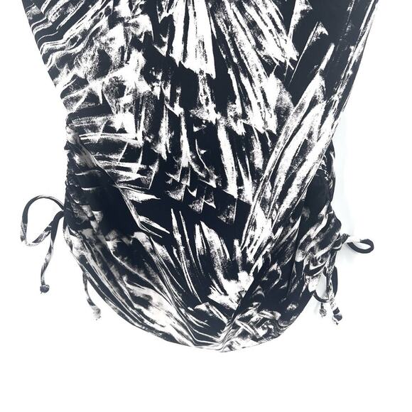 Spanx Love Your Assets Push Up Black White Tankini Swim Suit Top Womens Large - Picture 4 of 7